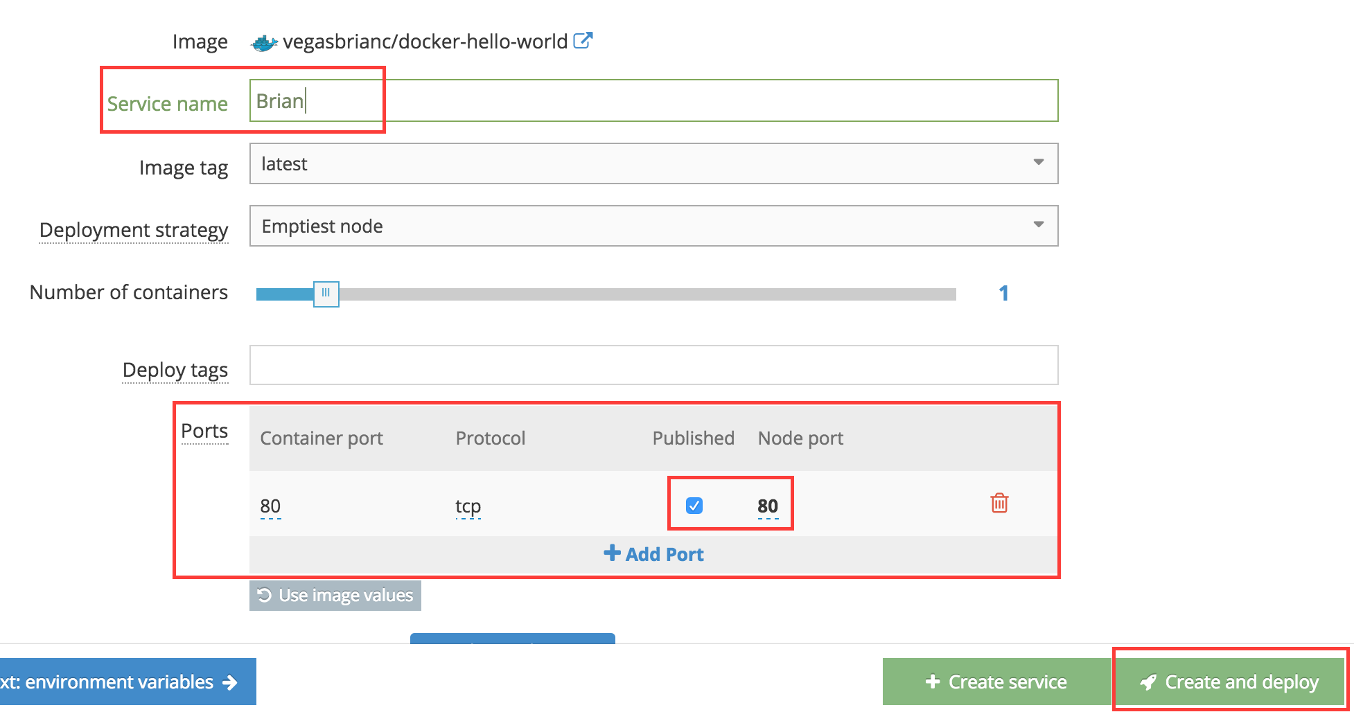 Tutum Create and Deploy Service